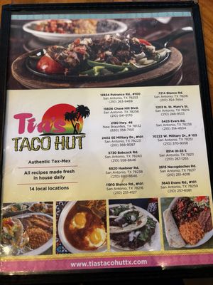 Menu photo 1 Tia's Taco hut San Antonio, TX Menu photo 1 Tia's Taco hut San Antonio, TX