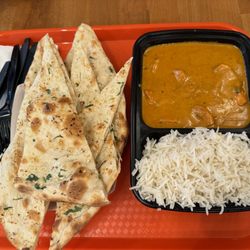 Urban MoMo - Garlic naan and chicken tikka masala