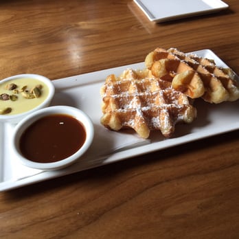 Chambar - Pistachio and bacon caramel dipping sauces. Bacon caramel = divine - Belgian Near Me - Vancouver, British Columbia