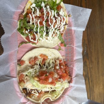 White Duck Taco Shop - Matthews - Steak and Cheese (top) Fish (bottom) - Tacos Near Me - Matthews, North Carolina White Duck Taco Shop - Matthews - Steak and Cheese (top) Fish (bottom) - Tacos Near Me - Matthews, North Carolina