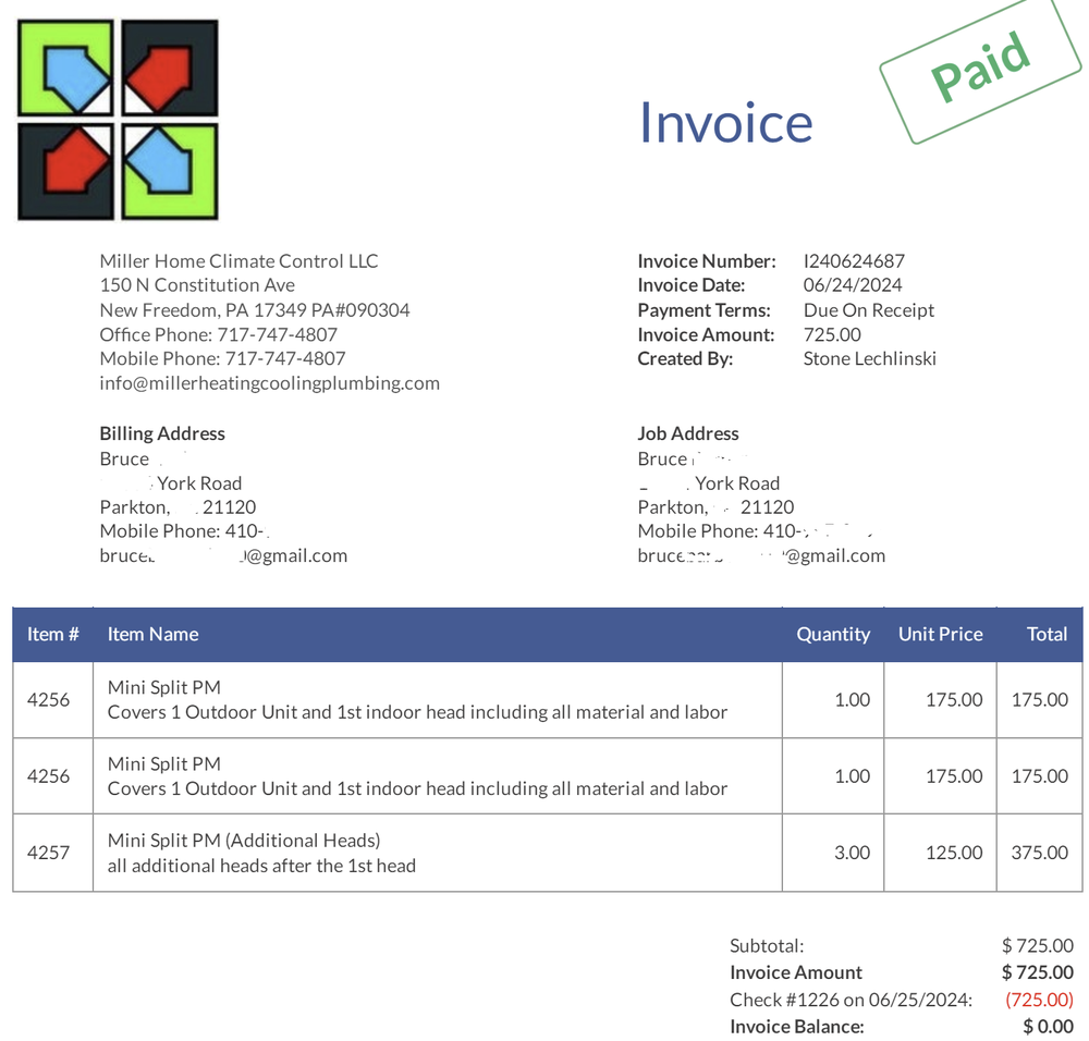 Slide of Miller Home Climate Control