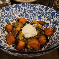 Cow & Cabbage - Sweet Potato Gnocchi with kale and pecan pesto and fresh chevre