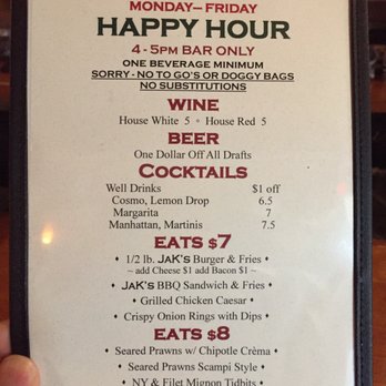 Jak's Grill - Happy Hour Menu 1/22/2018 - Steakhouses Near Me - Issaquah, Washington Jak's Grill - Happy Hour Menu 1/22/2018 - Steakhouses Near Me - Issaquah, Washington