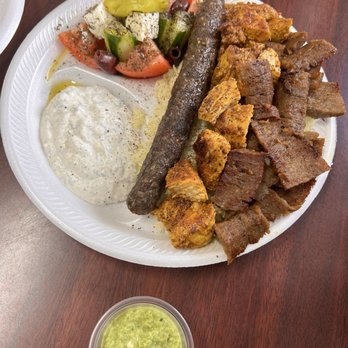Gyro Bros Grill - Combo Platter: Gyro, Shish Tawook, Kafta - Mediterranean Near Me - Jacksonville, Florida