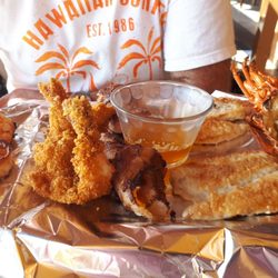 Tony's On The Beach - Soooo worth it.  Seafood platter for two.