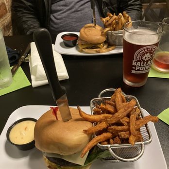 Me's burgers & brews - The Graham Greene (Veggie Option) with Sweet Potato Fries, Louise Penny with regular fries - Burgers Near Me - Danville, Virginia Me's burgers & brews - The Graham Greene (Veggie Option) with Sweet Potato Fries, Louise Penny with regular fries - Burgers Near Me - Danville, Virginia