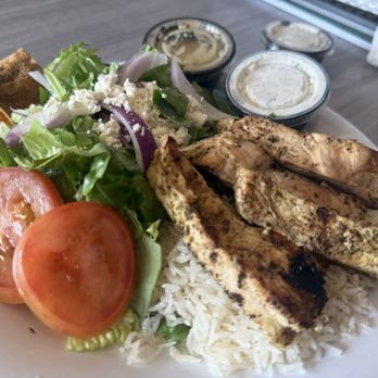Taziki's Mediterranean Cafe - Grilled chicken feast with rice and Greek salad - Mediterranean Near Me - Murfreesboro, Tennessee Taziki's Mediterranean Cafe - Grilled chicken feast with rice and Greek salad - Mediterranean Near Me - Murfreesboro, Tennessee