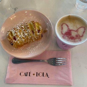 Cafe Lola - Honey lavander latte with a frenchie foam art - Cafes Near Me - Henderson, Nevada Cafe Lola - Honey lavander latte with a frenchie foam art - Cafes Near Me - Henderson, Nevada