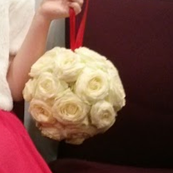From Me To You - Bridesmaid's white rose pomander.