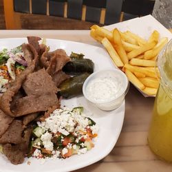 Falafel King - Gyro Plate with Fries & Mint Lemonade