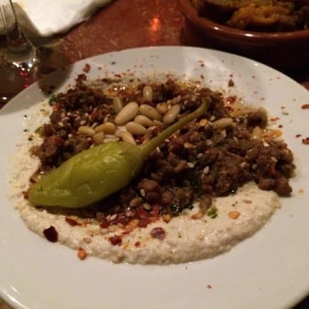 Kazbar - My favourite Carne Picada - spicy lamb with houmous and pine nuts - Tapas Bars Near Me - Oxford, OXF