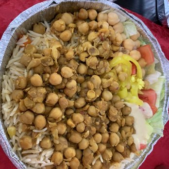 Gyro Cafe - The actually veg mix platter. No falafel and no hummus as described on the menu. Actually the chicken platter had more vegetables - Middle Eastern Near Me - Brooklyn, New York