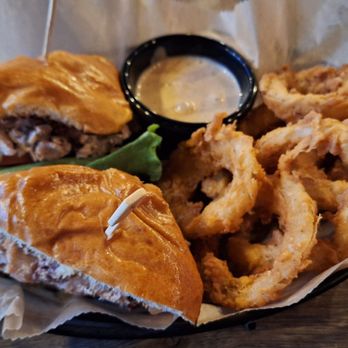 Full On Craft Eats & Drinks - Chicken salad sandwich and onion rings - Bars Near Me - Rockville, Maryland Full On Craft Eats & Drinks - Chicken salad sandwich and onion rings - Bars Near Me - Rockville, Maryland