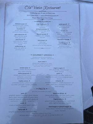 Menu photo 1 Old Venice Restaurant San Diego, CA Menu photo 1 Old Venice Restaurant San Diego, CA