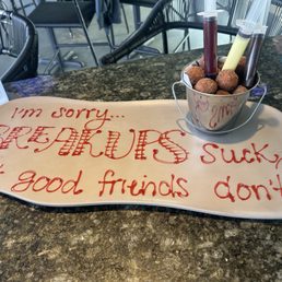 Donut holes with a note Donut holes with a note