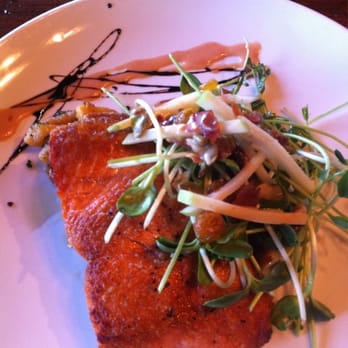 Carmella's - Salmon, micro-greens salad, sweet potato gnocchi - Italian Near Me - Appleton, Wisconsin Carmella's - Salmon, micro-greens salad, sweet potato gnocchi - Italian Near Me - Appleton, Wisconsin