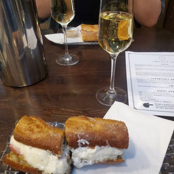Garcons de Cafe - Sparkling wine and caprese sandwich - Wine Bars Near Me - Los Angeles, California Garcons de Cafe - Sparkling wine and caprese sandwich - Wine Bars Near Me - Los Angeles, California
