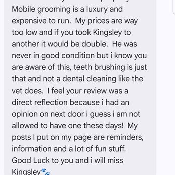 Cowboy Canine Clips & More - A private message sent in response to my review - Pet Groomers Near Me - Mayer, Arizona Cowboy Canine Clips & More - A private message sent in response to my review - Pet Groomers Near Me - Mayer, Arizona