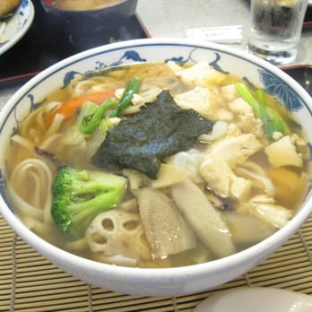 Gombei - Vegetarian udon: So delicious!! Nori, broccoli, lotus root, tofu, yadda yadda....... NOODLES. This bowl was maybe 9" diameter. - Japanese Near Me - San Jose, California Gombei - Vegetarian udon: So delicious!! Nori, broccoli, lotus root, tofu, yadda yadda....... NOODLES. This bowl was maybe 9" diameter. - Japanese Near Me - San Jose, California