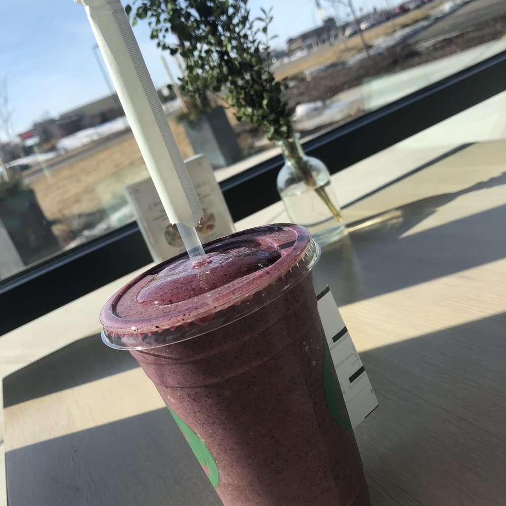 Crisp & Green - Purple rain smoothie - banana, blueberries, strawberries, apple, plain pea protein (310 cal) - Salad Near Me - Maple Grove, Minnesota Crisp & Green - Purple rain smoothie - banana, blueberries, strawberries, apple, plain pea protein (310 cal) - Salad Near Me - Maple Grove, Minnesota