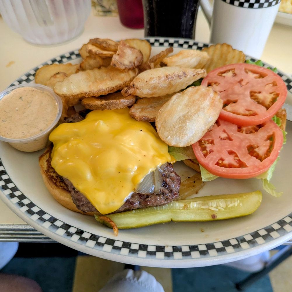 Big Apple Diner - Cheeseburger with fried chips - Diners Near Me - Bremerton, Washington Big Apple Diner - Cheeseburger with fried chips - Diners Near Me - Bremerton, Washington