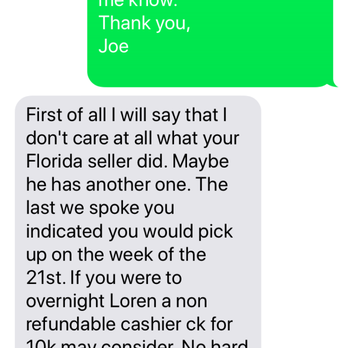 RV Connection - Glen's response  to my prior text. - RV Dealers Near Me - Auburn, California
