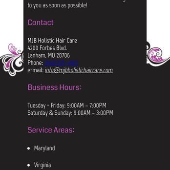 MJB Holistic Hair Care - Hair Salons Near Me - Bowie, Maryland MJB Holistic Hair Care - Hair Salons Near Me - Bowie, Maryland