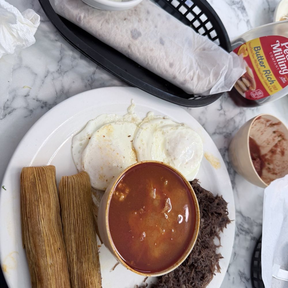 Jovy's Homemade Tamales - "El Fin De Semana" had menudo, barbacoa, 2 eggs and fresh tortillas - Mexican Near Me - Clute, Texas Jovy's Homemade Tamales - "El Fin De Semana" had menudo, barbacoa, 2 eggs and fresh tortillas - Mexican Near Me - Clute, Texas