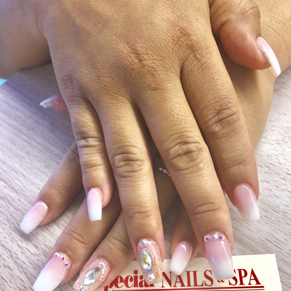Special Nail - Ombré nails with diamonds and gel - Nail Salons Near Me - Santa Ana, California Special Nail - Ombré nails with diamonds and gel - Nail Salons Near Me - Santa Ana, California
