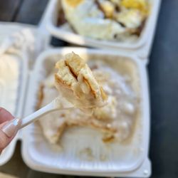 Forty Niner Restaurant - Forty Niner Pancakes: banana macnut pancakes smothered with haupia macnut sauce. $13.20