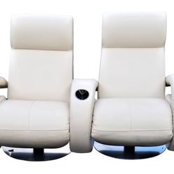 Palm Beach Home Furnishings - 4 Seat American Leather Co Home Theatre Media Room Recliner Seating in White