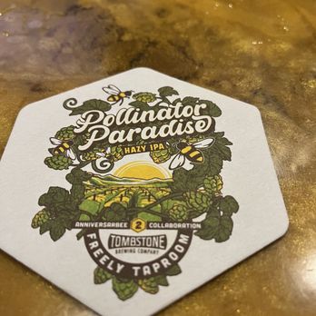 Tombstone Brewing North - a hexagon coaster on a table - Breweries Near Me - Phoenix, Arizona Tombstone Brewing North - a hexagon coaster on a table - Breweries Near Me - Phoenix, Arizona
