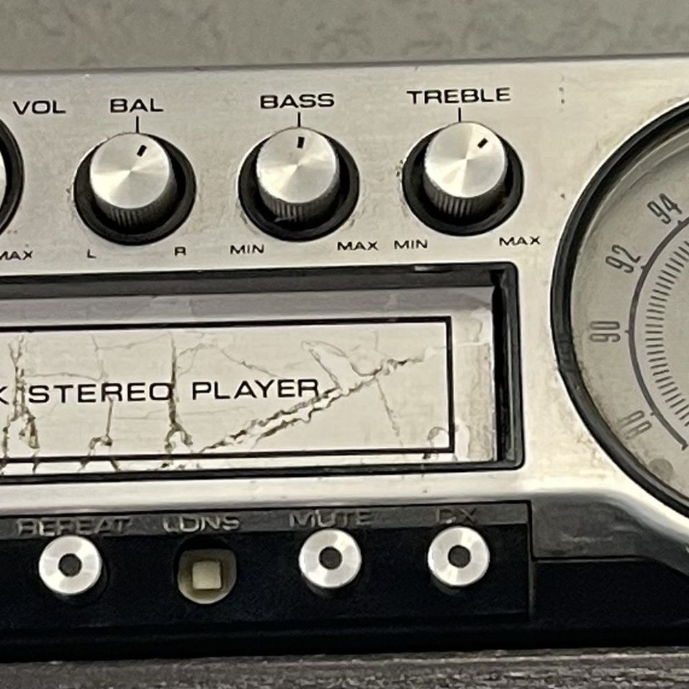 Old 8 track car stereo in lobby for show Old 8 track car stereo in lobby for show
