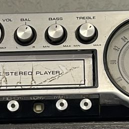 Old 8 track car stereo in lobby for show
