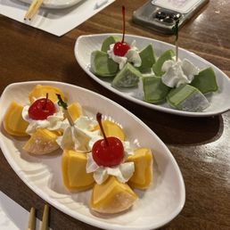 Green Tea and Mango Mochi! Green Tea and Mango Mochi!