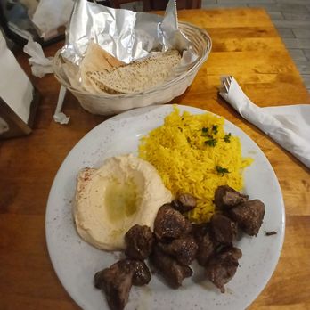 Olive - Lamb kabobs, hummus, pita, and rice meal. - Lebanese Near Me - New Orleans, Louisiana Olive - Lamb kabobs, hummus, pita, and rice meal. - Lebanese Near Me - New Orleans, Louisiana