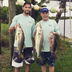 Fishing Headquarters - Clayton Schulz and Pete Schulz with Snook and Cubera Snapper caught in Jupiter Inlet