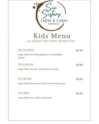 Menu photo 2 six sisters coffe and crepes Harrison, AR Menu photo 2 six sisters coffe and crepes Harrison, AR
