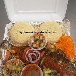 Akwaba - Poisson braise (BBQ) avec attieke (coucous de manioc) pour emporter seulment (take-out only)