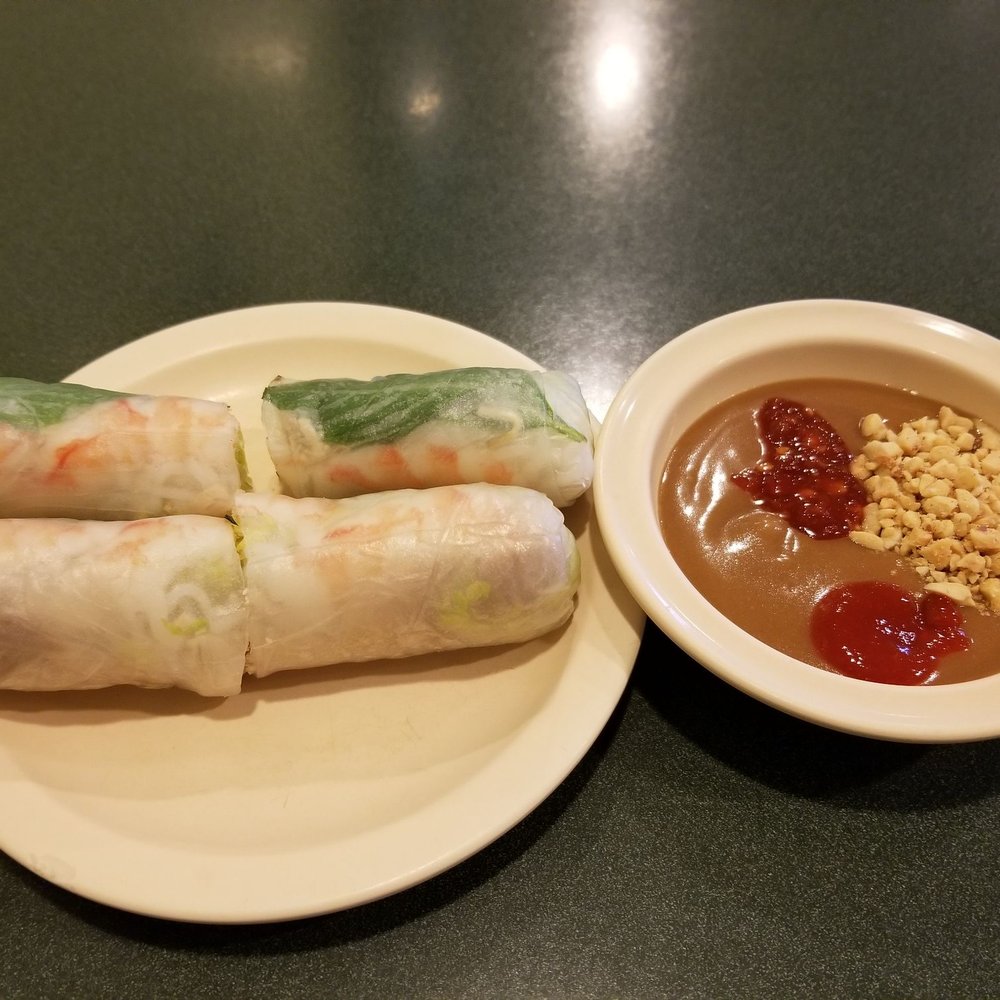 Pho Thanh My - Fresh spring rolls (summer rolls) with pork and shrimp. Peanut sauce with chili paste (Sriracha was added by me) - Vietnamese Near Me - Little Rock, Arkansas Pho Thanh My - Fresh spring rolls (summer rolls) with pork and shrimp. Peanut sauce with chili paste (Sriracha was added by me) - Vietnamese Near Me - Little Rock, Arkansas