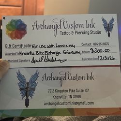 Archangel Custom Ink - Front and back of tickets.