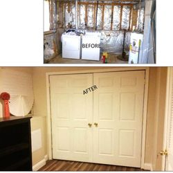 Designs By Margaret - Finished basement: closed in washer and dryer...Drywall, floors and paint selection