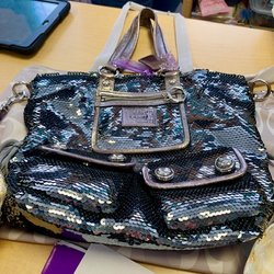 She-Sells Consignment & Resale Boutique - This was my most spendy COACH bag Poppy Glamor Sequin XL Tote-- nearly $400 at the Columbia Mall Coach now available at a deep discount!