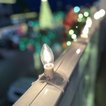 Daiquiri Deck - Christmas lights on the rail - Seafood Near Me - Bradenton Beach, Florida