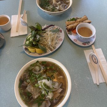 Pho Nam - spread: #1 and #3 smalls, eggrolls - Vietnamese Near Me - Sunnyvale, California
