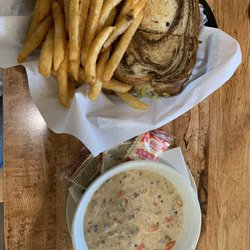 Rueben and soup of the day: wild chicken and rice