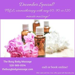 The Busy Body - This month get a FREE aromatherapy massage with our therapist Marcella!