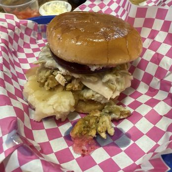 Jeffrey Burgers - Thanksgiving Dinner Burger with ALL the (homemade) fixings! - Burgers Near Me - Lyndon, Vermont