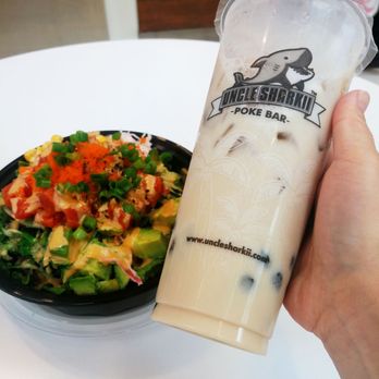Uncle Sharkii Poke Bar - This Boba tea is HUGE!!! - Poke Near Me - Fairfield, California
