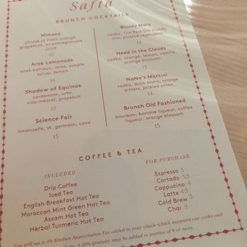 Safta - Drink menu brunch - Middle Eastern Near Me - Denver, Colorado